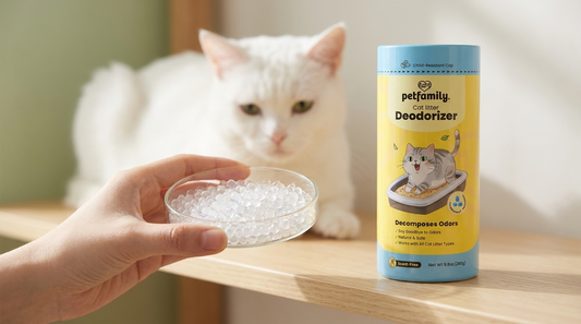 Main tenant des cristaux de silice pour litière chat avec boîte CATDEO en alternative certifiée SGS