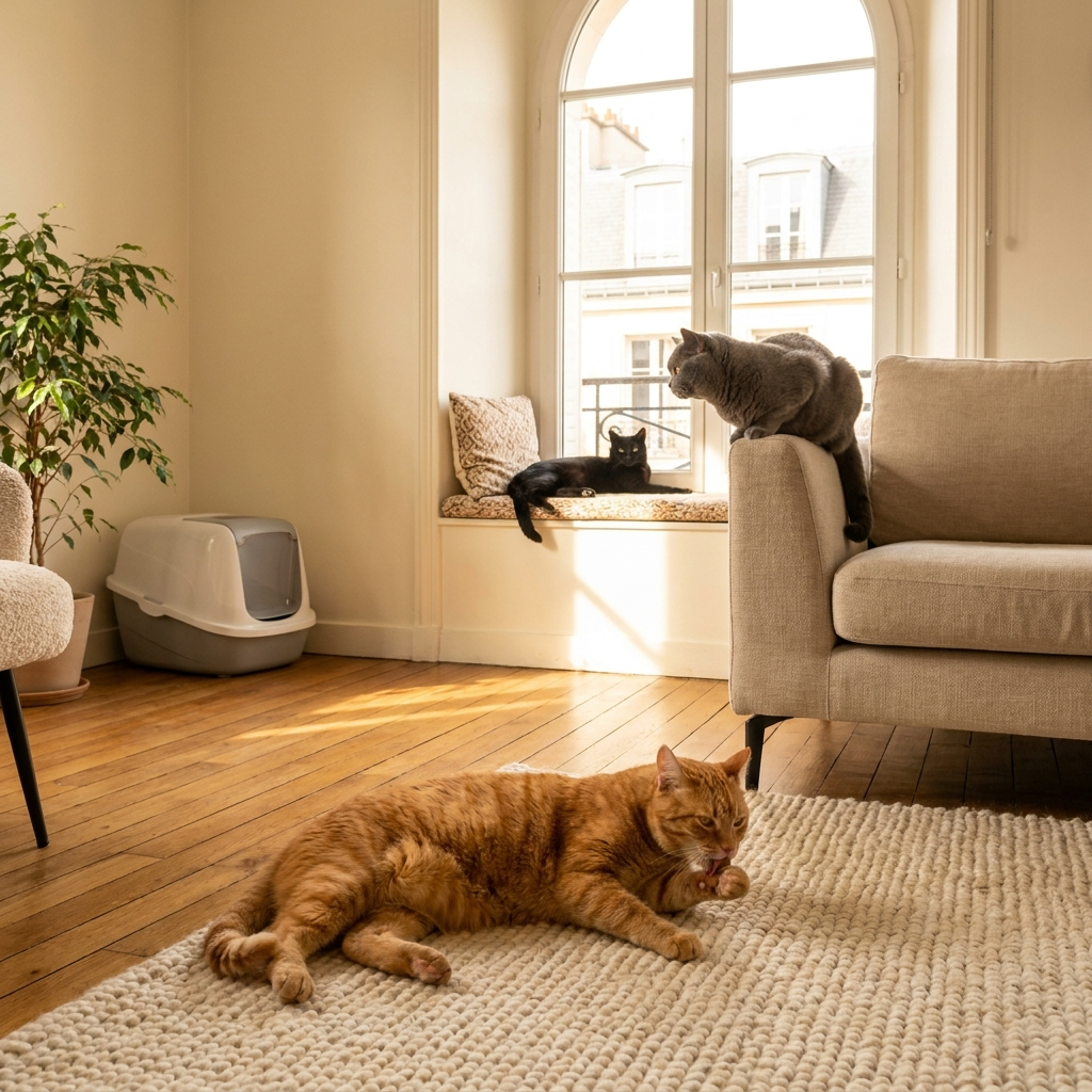 Foyer multi-chats paisible